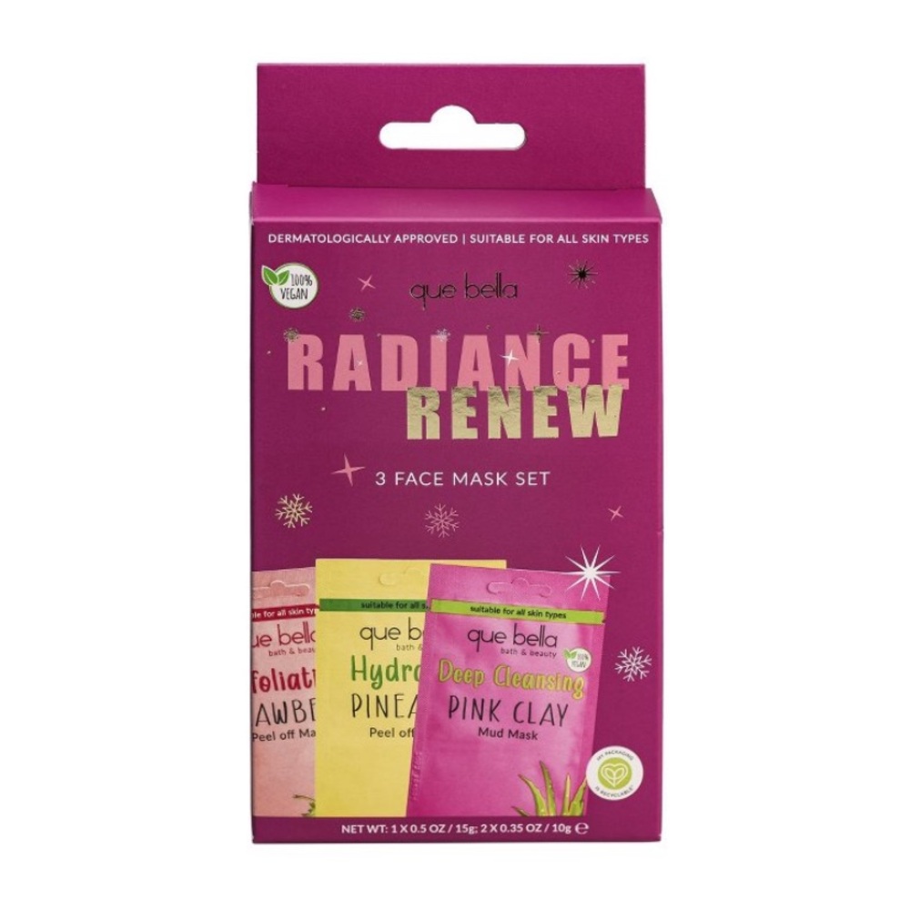 Que Bella Holiday Radiance Renew 3 Face Mask Set